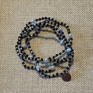 Black and Gold Beaded Bracelet Set